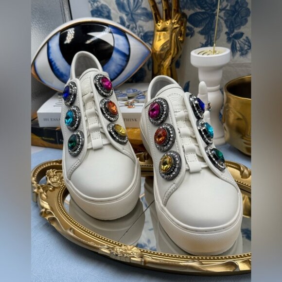 🆕 KURT GEIGER LONDON 🧿 NWOB Laney Octavia Sneaker, White Leather, Sz 39 US 8.5 - Picture 4 of 16